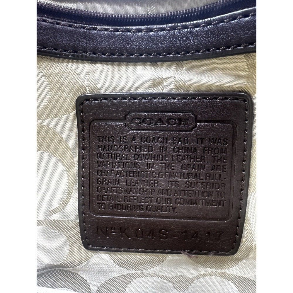 Coach Signature Soho Hobo Shoulder Bag Brown Khaki Canvas Leather Buckle Trim 14 - Picture 15 of 16